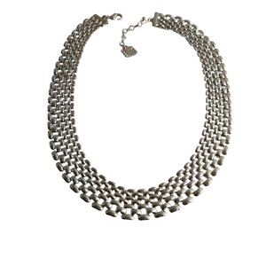 Vintage Anne Klein Necklace Mesh Silver Tone Choker